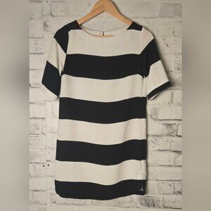 Dynamite Black White Striped Short Sleeve Shift Dress P/S XS/S
